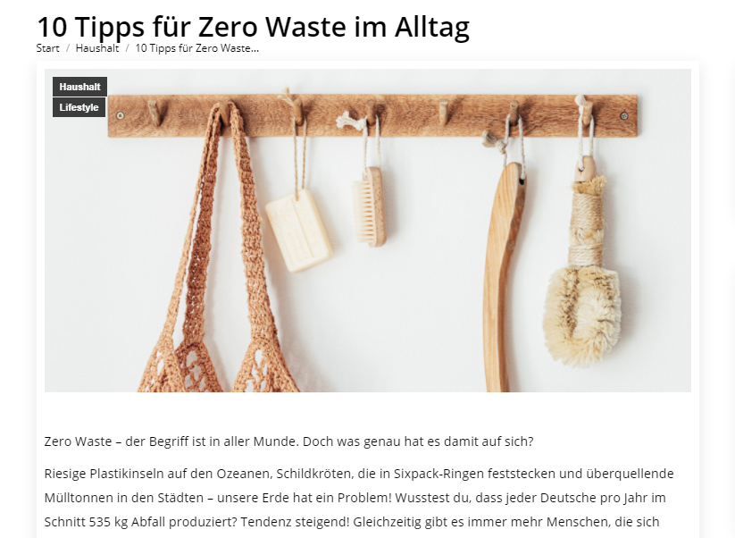 Texter Nachhaltigkeit Zero Waste
